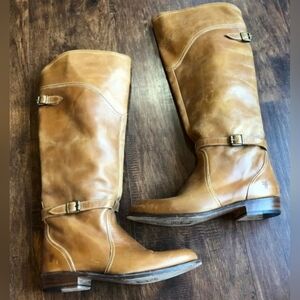 FRYE DORADO LEATHER KNEE HIGH EQUESTRIAN RIDING BOOT TAN 9 $458 EEUC